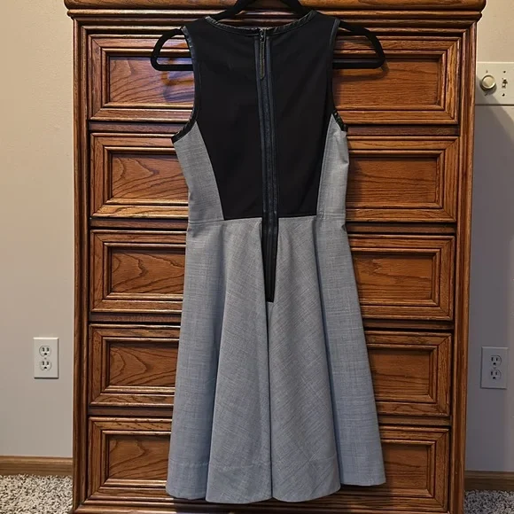 Rebecca Taylor Fit and Flare with Leather Trim Dress